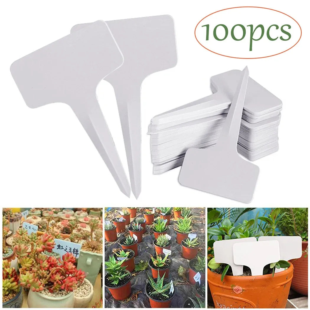 50/100Pcs T-Type Plant Label Markers Waterproof PVC Garden Plants Classification Sorting Sign Tags Plant Nursery Markers Label